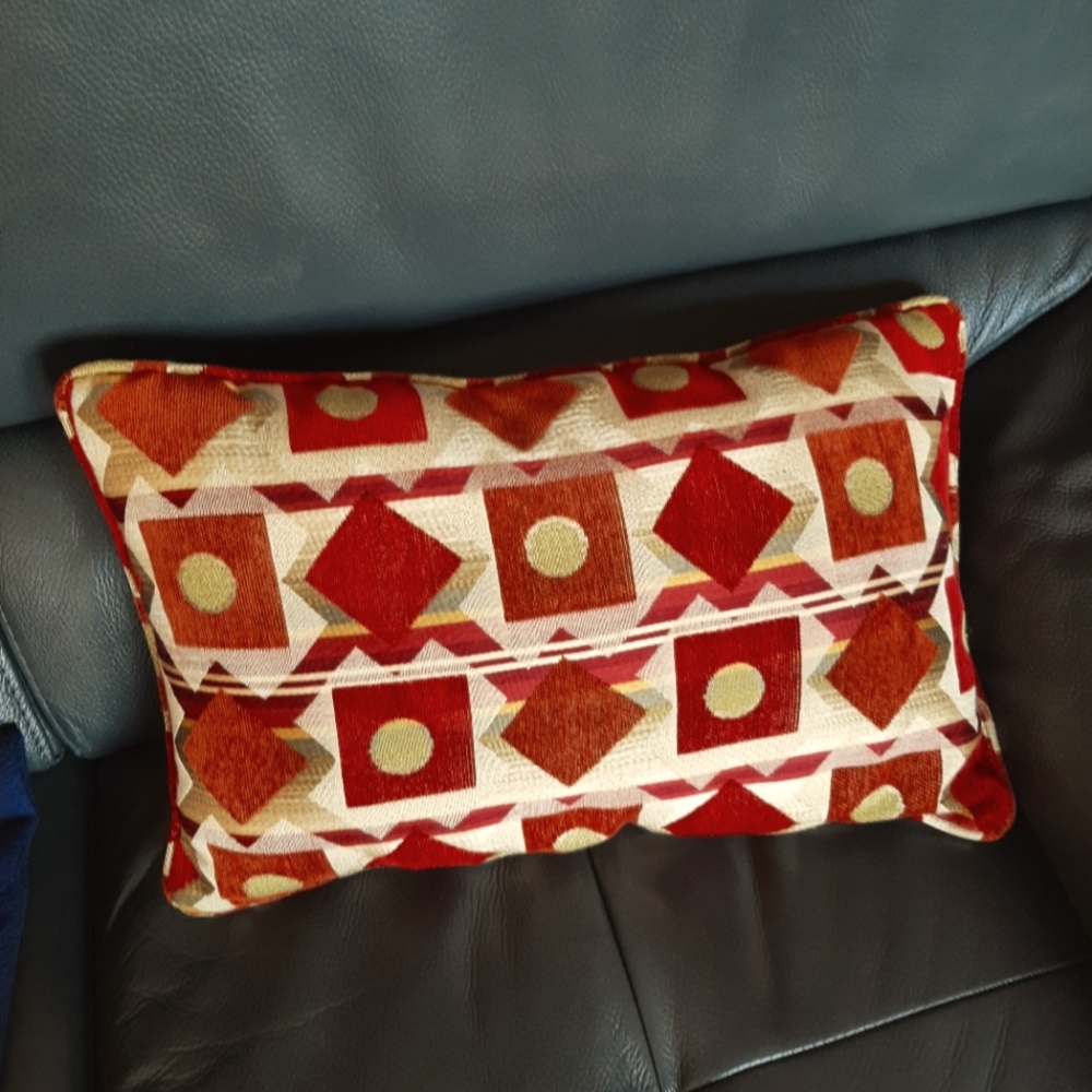 Newport throw pillow with flanged sides and geometric pattern Like New